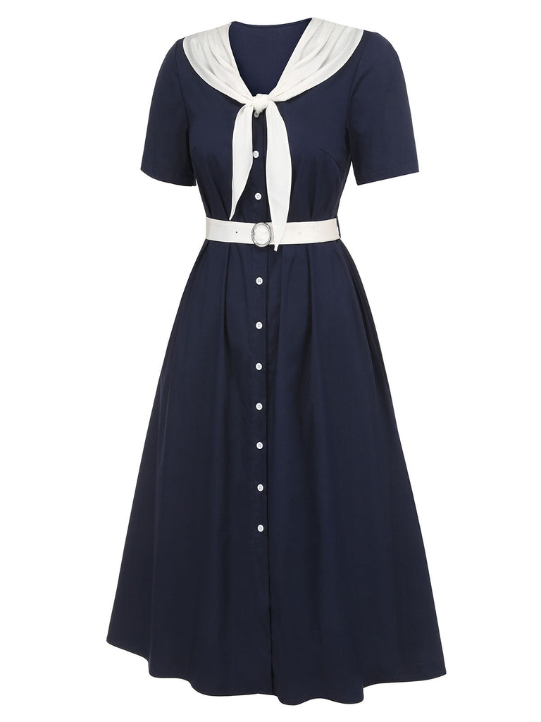 Dunkelblau & Weiß 1940er Matrosenkleid