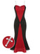 Schwarz & Rot 1930er Gothic Fischschwanz-Trägerkleid