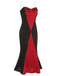 Schwarz & Rot 1930er Gothic Fischschwanz-Trägerkleid