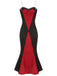 Schwarz & Rot 1930er Gothic Fischschwanz-Trägerkleid
