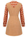 2PCS Orange 1960er Bluse & Tweed Mini Kleid