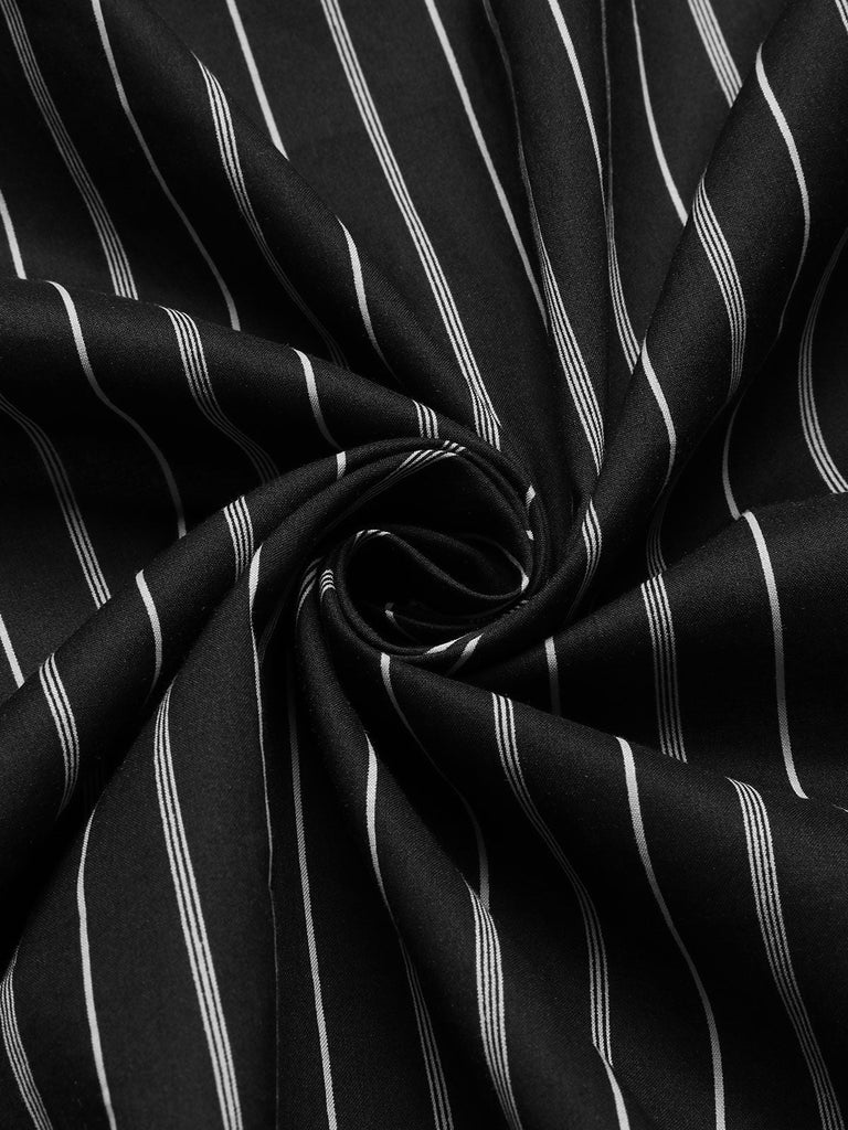 Schwarz-weiß 1930er gestreiftes V-Ausschnitt Kleid