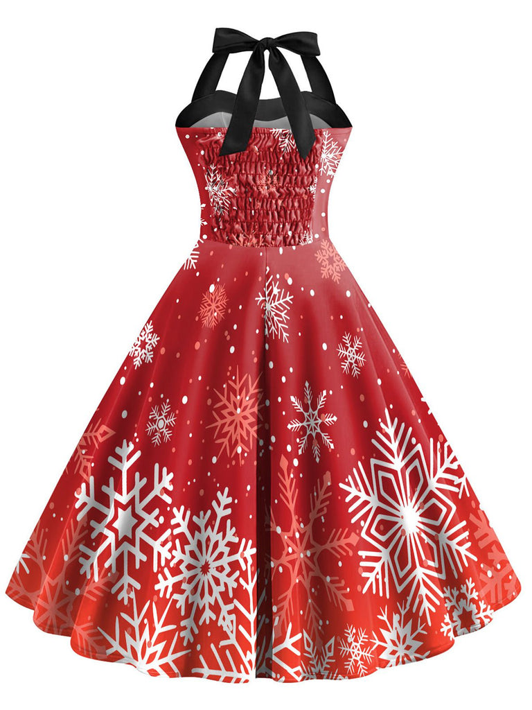 Rot 1950er Weihnachten Schneeflocke Halter Kleid