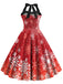 Rot 1950er Weihnachten Schneeflocke Halter Kleid
