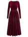 1940er Solide Samtgürtel Langes Kleid