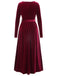 1940er Solide Samtgürtel Langes Kleid