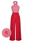 Rot 1950er Erdbeere Kreuz Halter Jumpsuit