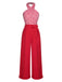 Rot 1950er Erdbeere Kreuz Halter Jumpsuit