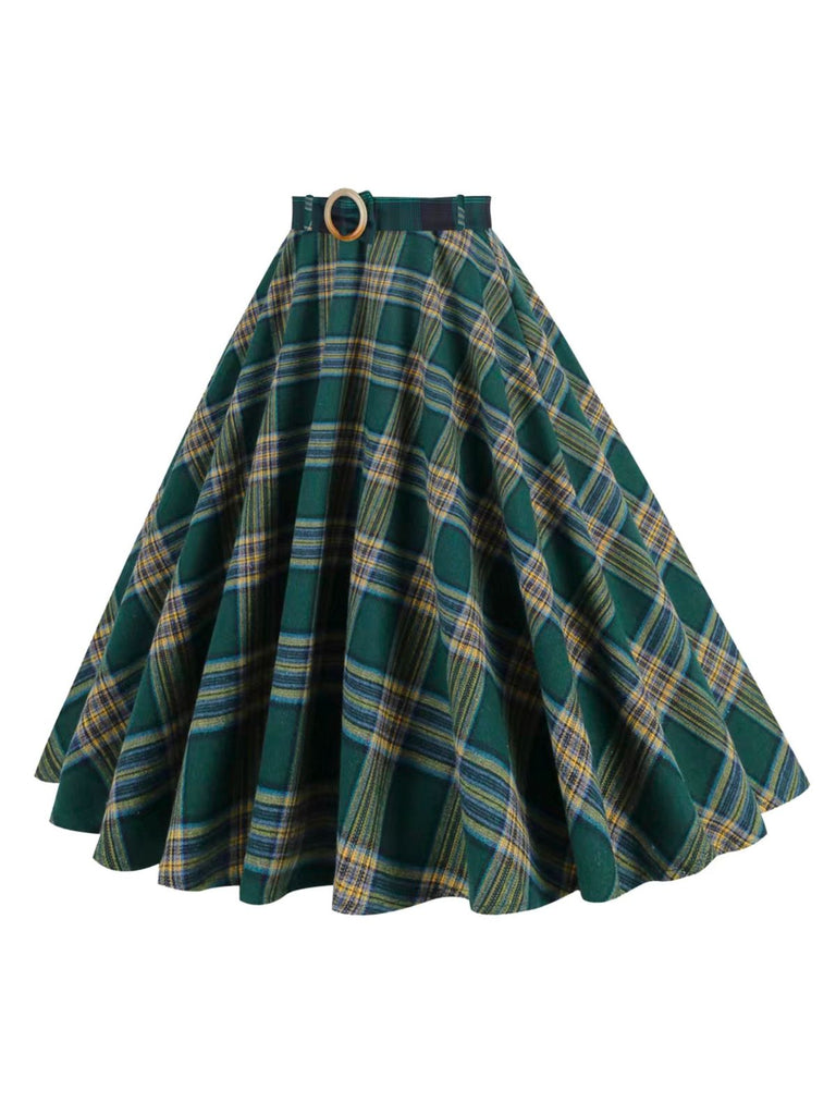 Grün 1950er Karierter Swing Rock