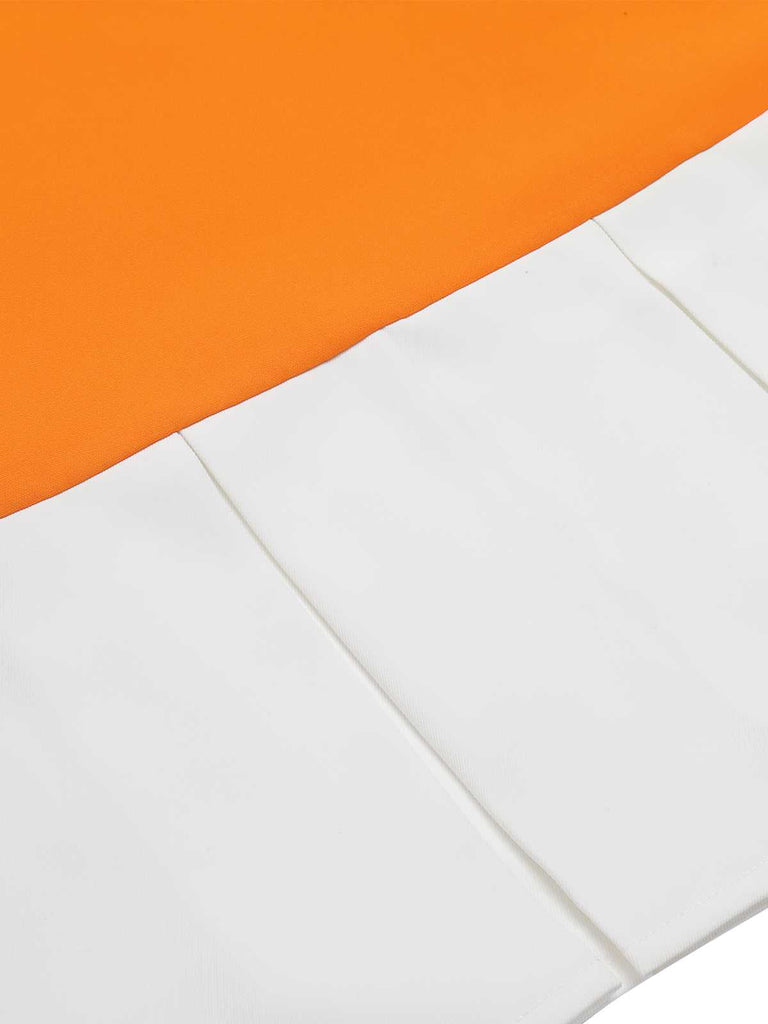 Orange 1960er Crew-Schleifenknoten Ärmelloses Kleid