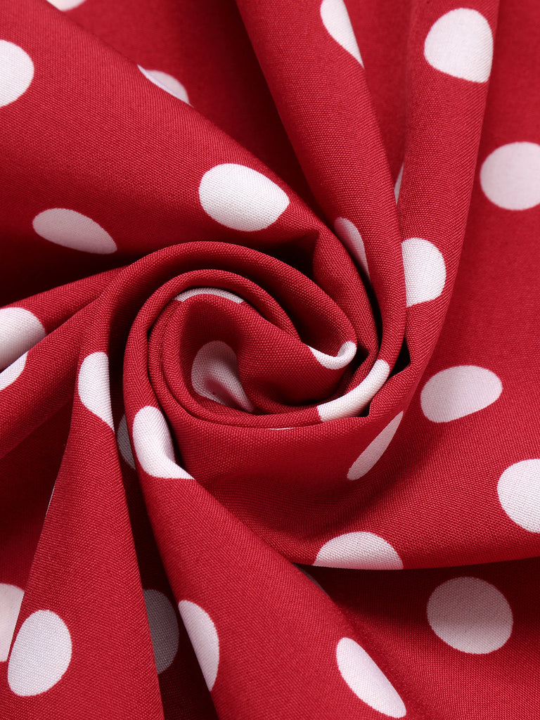 Rot 1950er Polka Dot Halter Kleid