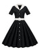 1950er Solide Kontrastierendem Reversgürtel Kleid