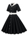 1950er Solide Kontrastierendem Reversgürtel Kleid