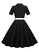 1950er Solide Kontrastierendem Reversgürtel Kleid