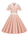 1950er Solide Kontrastierendem Reversgürtel Kleid