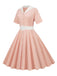 1950er Solide Kontrastierendem Reversgürtel Kleid