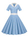 1950er Solide Kontrastierendem Reversgürtel Kleid
