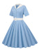 1950er Solide Kontrastierendem Reversgürtel Kleid
