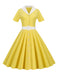 1950er Solide Kontrastierendem Reversgürtel Kleid