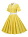 1950er Solide Kontrastierendem Reversgürtel Kleid