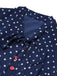 Blau & Weiß 1960er Polka Dot Langen Ärmeln Kleid