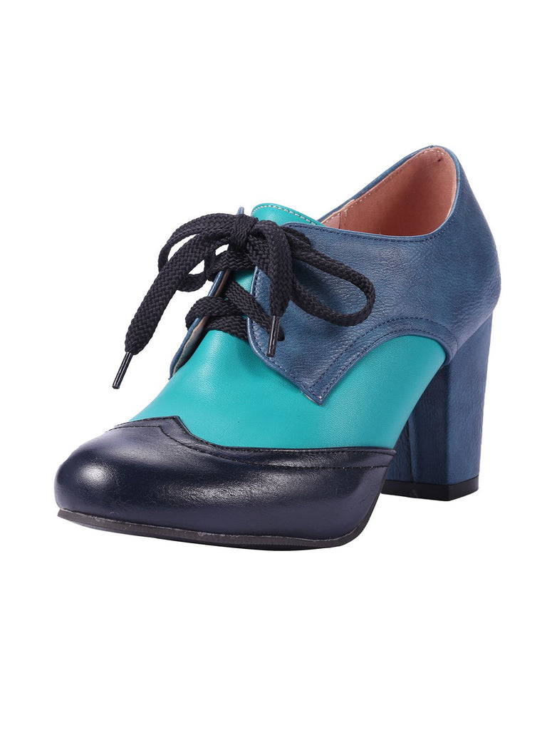 BLAU VINTAGE HOHE ABSATZ SCHUHE