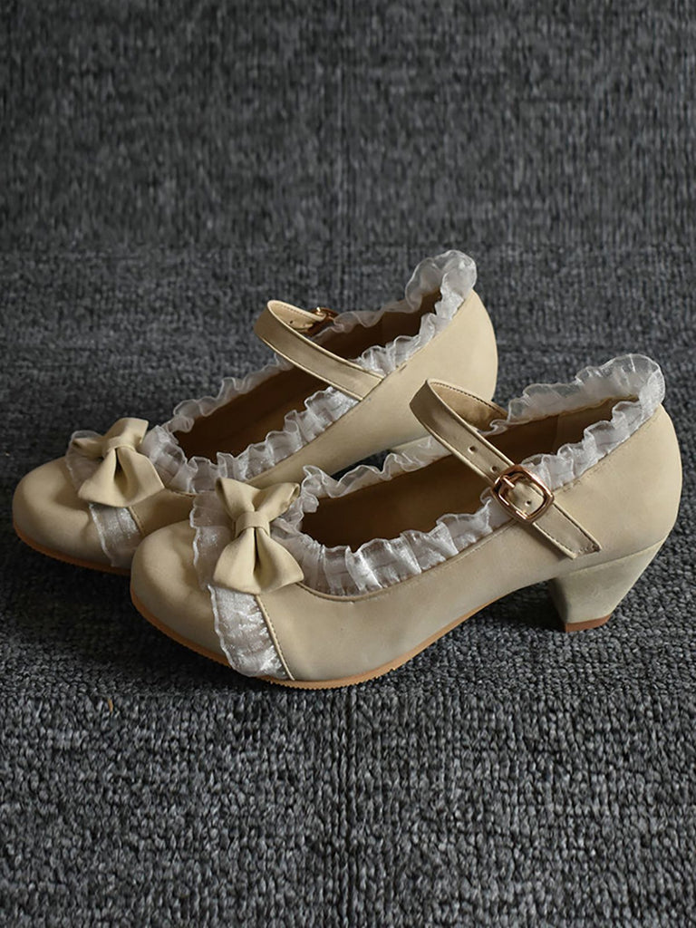 VINTAGE SPITZE BOW HOHE ABSATZ SCHUHE
