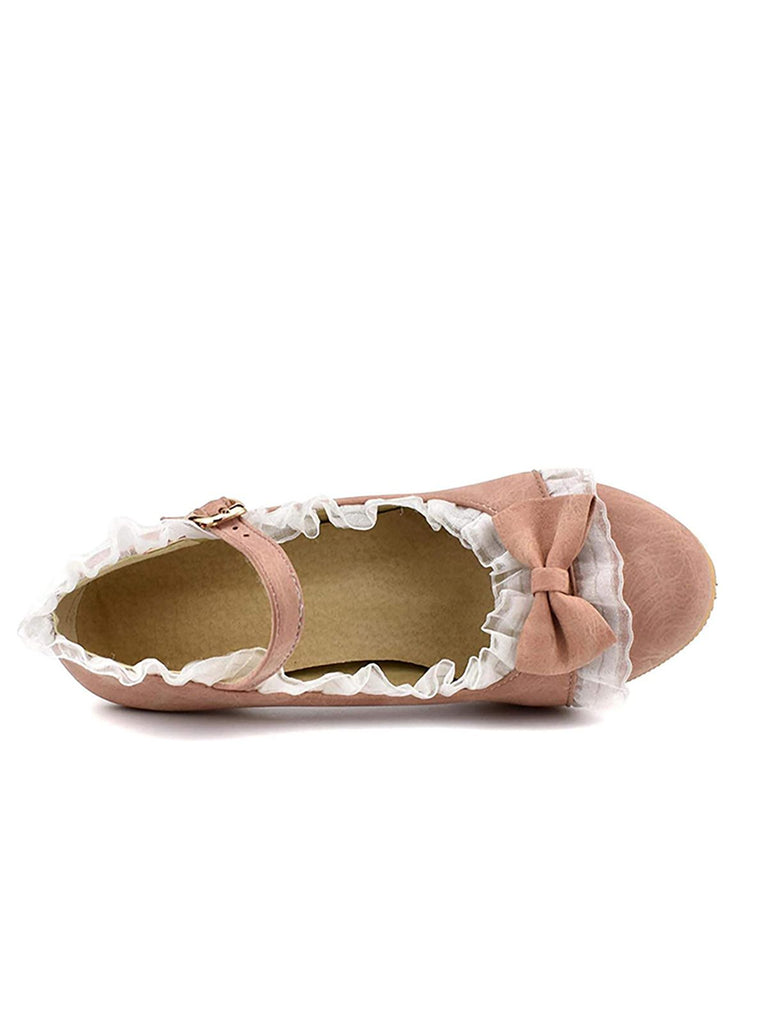 VINTAGE SPITZE BOW HOHE ABSATZ SCHUHE