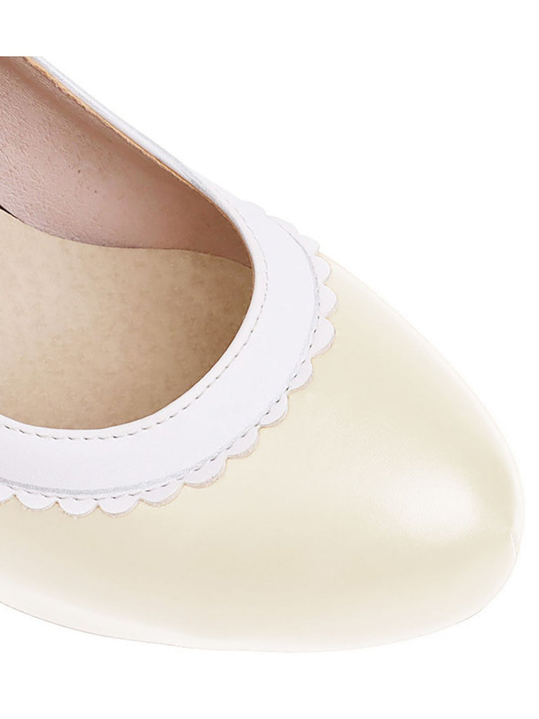 Aprikose VINTAGE ROUND HOHE ABSATZ SCHUHE