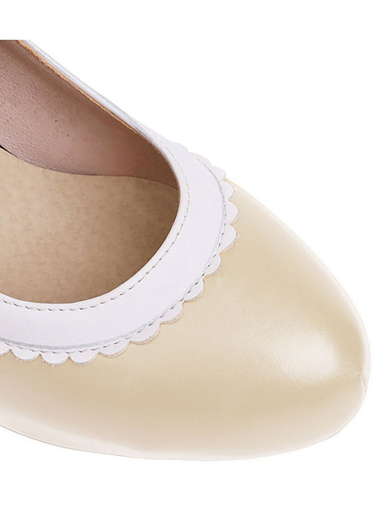 Aprikose VINTAGE ROUND HOHE ABSATZ SCHUHE