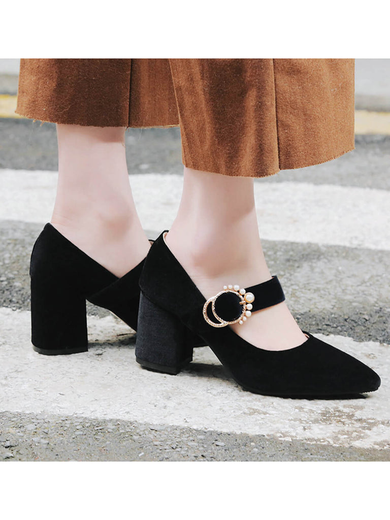 Grün VELVET MARY JANE HIGH HEEL SCHUHE MIT SCHNALLENBLOCK