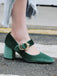 Grün VELVET MARY JANE HIGH HEEL SCHUHE MIT SCHNALLENBLOCK