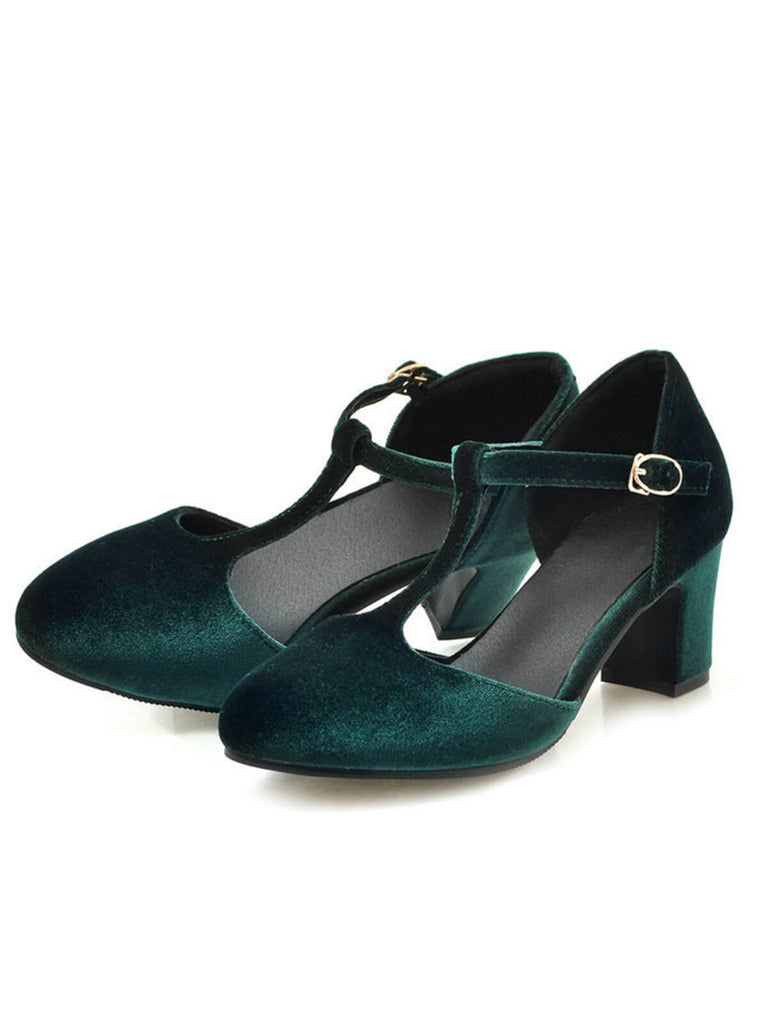 Retro T-Gurt Mary Jane Hoher Absatz Schuhe