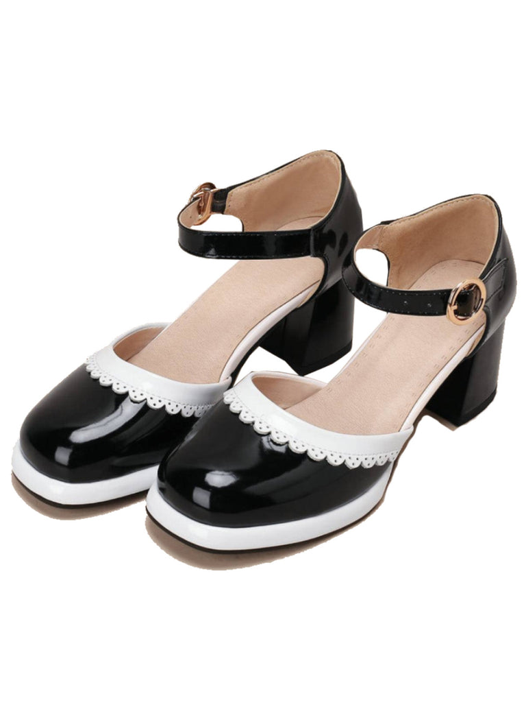 Schwarz RETRO KNÖCHELRIEMEN HIGH HEELS SCHUHE