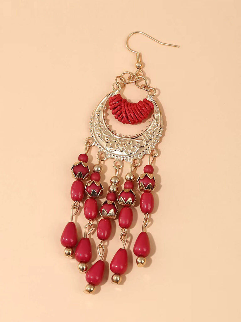 Rot Ethnischer Stil Vintage Baumeln Ohrringe