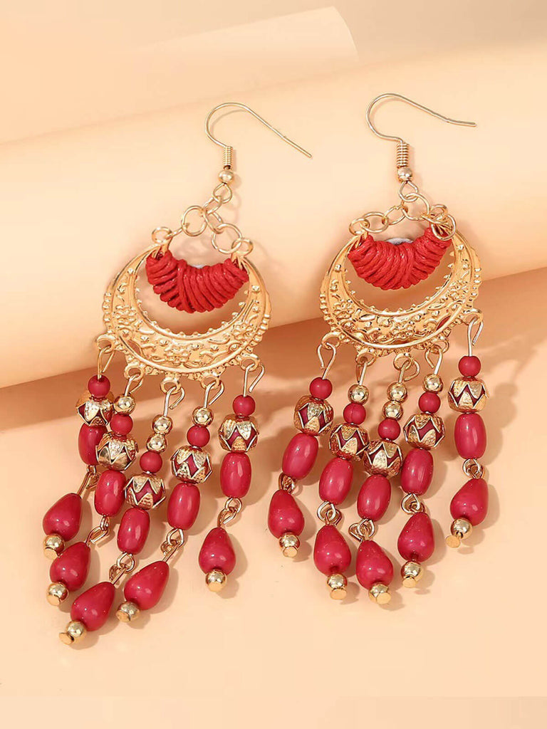 Rot Ethnischer Stil Vintage Baumeln Ohrringe