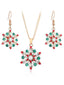Weihnachten Legierung Diamant Schneeflocke Halskette Ohrring Set