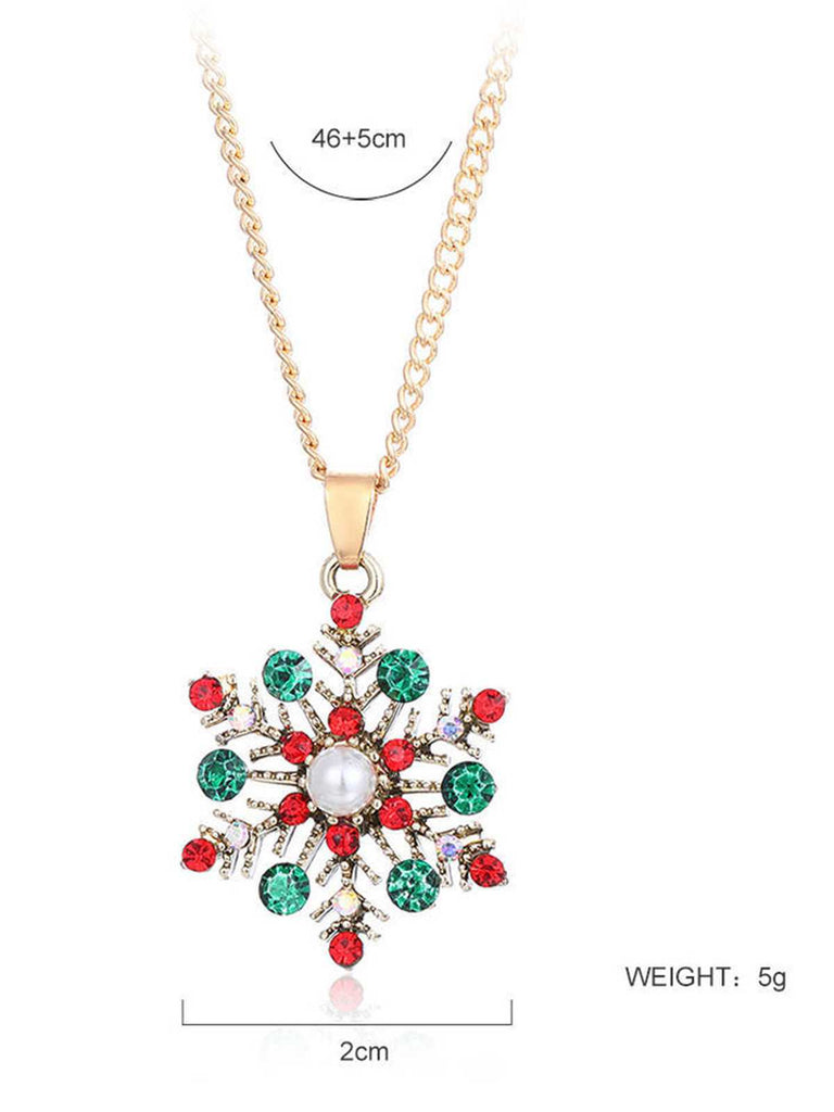 Weihnachten Legierung Diamant Schneeflocke Halskette Ohrring Set