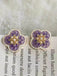 Lila Vintage 4-Blatt Klee Strass Ohrringe