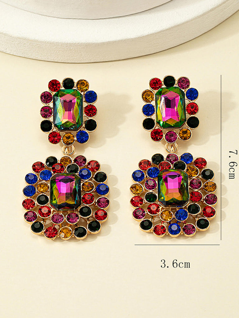 Retro Multicolor Strasssteine Baumeln Ohrringe