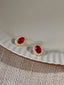 Rot Vintage Ovale Kristall Diamant Ohrringe