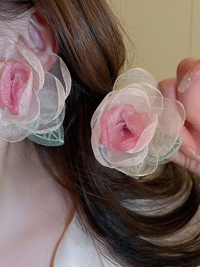 Rosa Farbverlauf Blumen Ohrringe