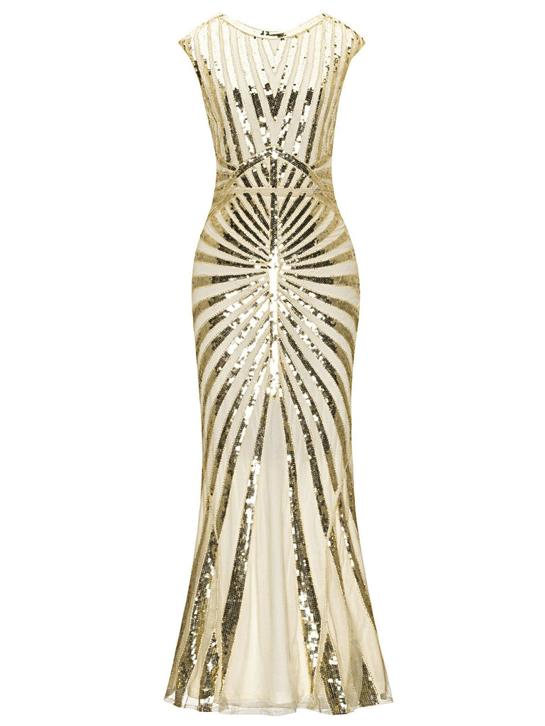 1920ER PAILLETTEN ART DECO MAXIKLEID