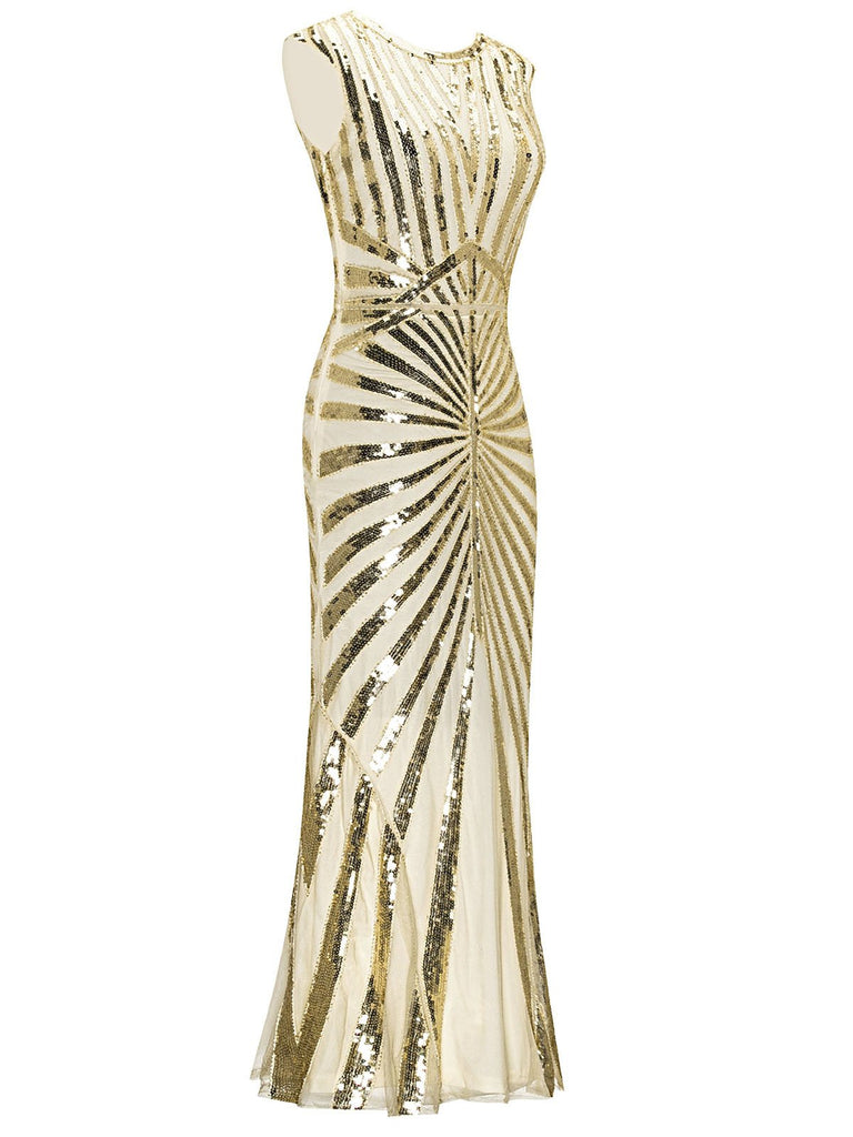1920ER PAILLETTEN ART DECO MAXIKLEID