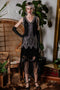 SCHWARZ 1920ER FRANSEN PAILLETTEN PERLEN KLEID