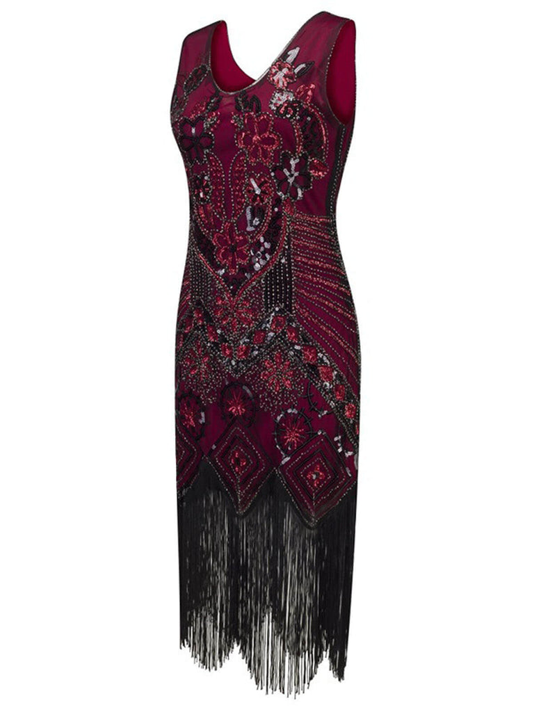 1920ER ROSA BLUMEN PAILLETTEN FLAPPER KLEID