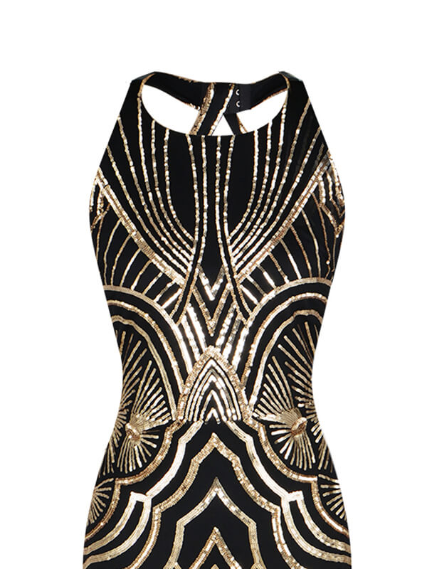 1920ER JAHRE PAILLETTEN RÜCKENFREI ABENDKLEID