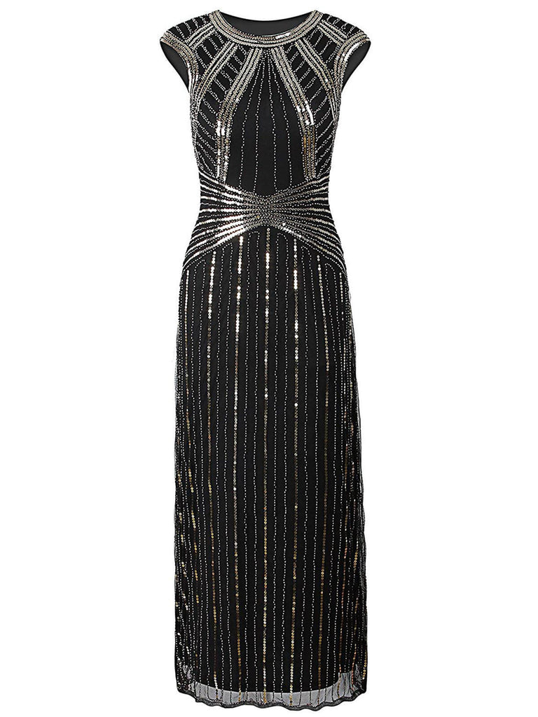 SCHWARZ 1920ER PARTY PAILLETTEN VINTAGE KLEID