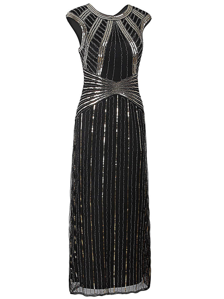 SCHWARZ 1920ER PARTY PAILLETTEN VINTAGE KLEID