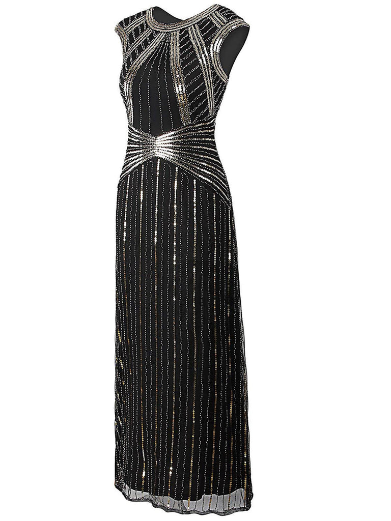 SCHWARZ 1920ER PARTY PAILLETTEN VINTAGE KLEID